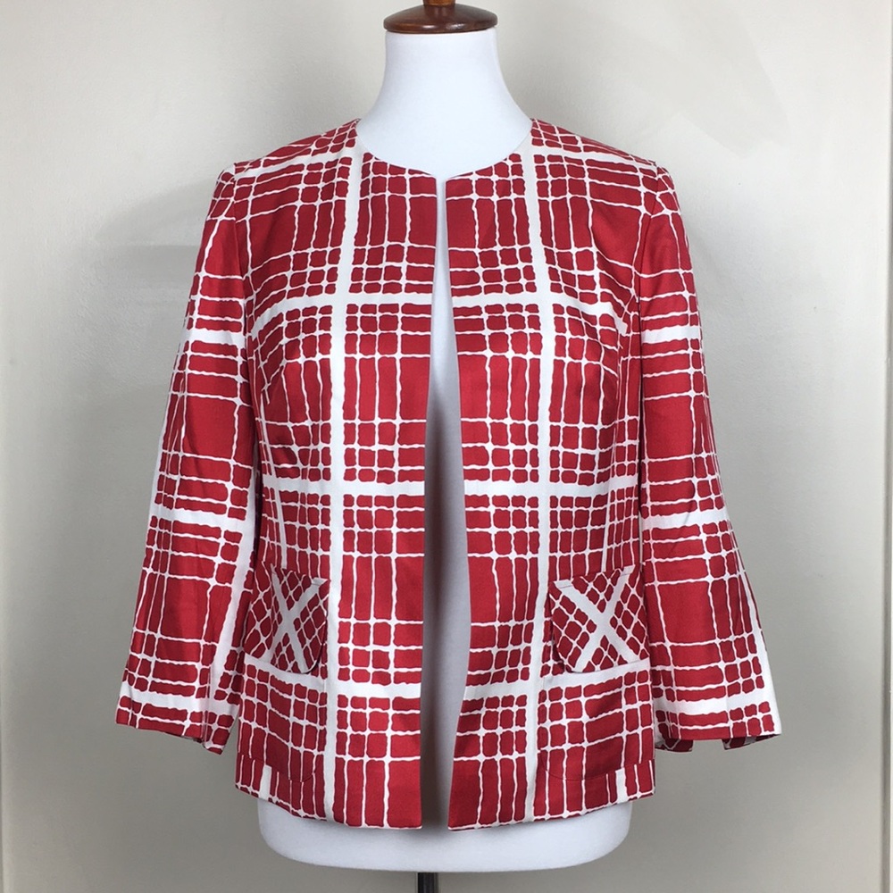 Pendleton silk red open cardigan jacket 4